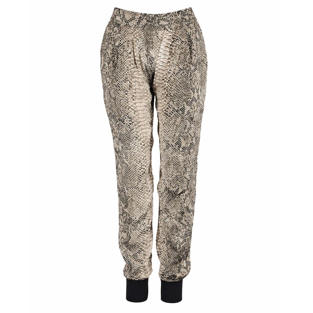 Stella McCartney Silk Snake Print Jogger Pants Women's US 4 EU 36 Gray Black